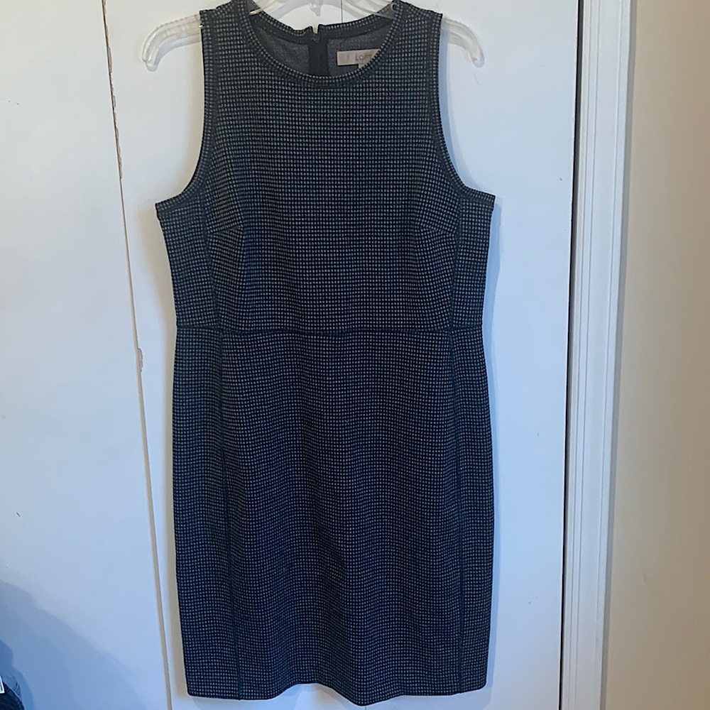 Loft ponte dress size 12 gently used blk/grey